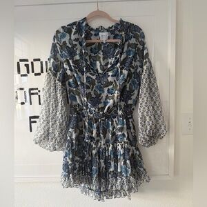 Misa Los Angeles Blue and White Floral Mini Dress